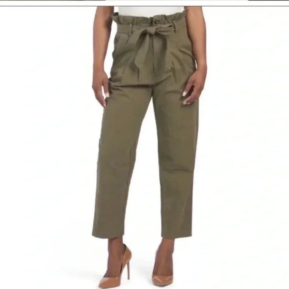 7 For All Mankind Paperbag Olive Green Pants Size S - Picture 1 of 7